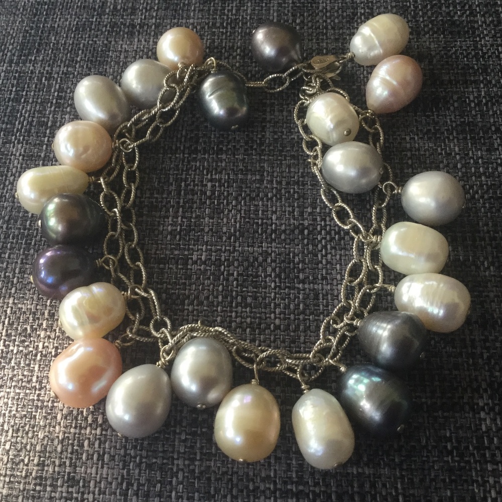 Freshwater Pearls Bracelet Sterling Silver Double Strand